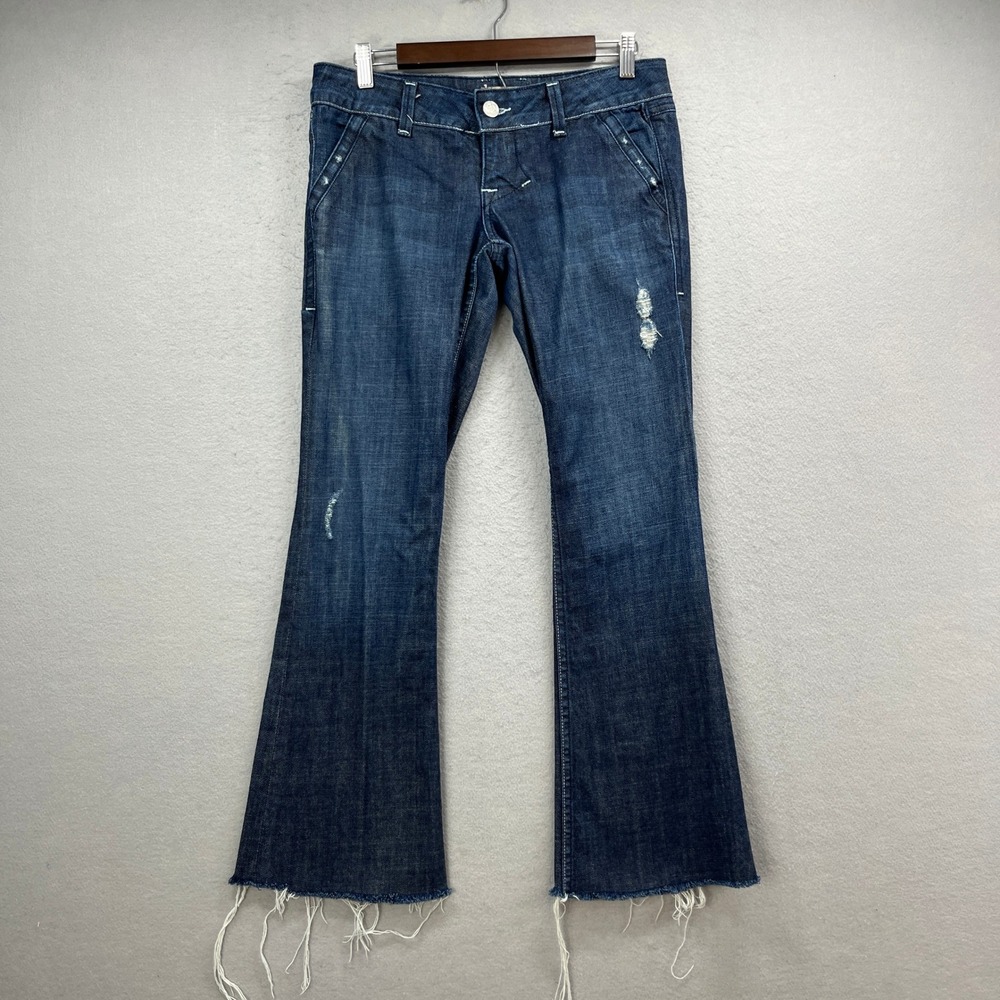 William Rast Jeans Women 29 Blue Madison Vintage Bootcut Western Cowgirl Raw Hem